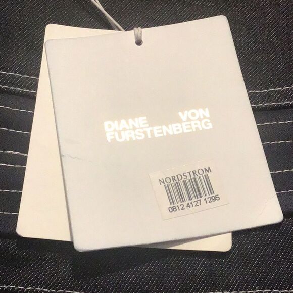 Diane Von Furstenberg InBan Design Band Zip Front Fitted Denim Jean Pencil Skirt - Picture 14 of 16